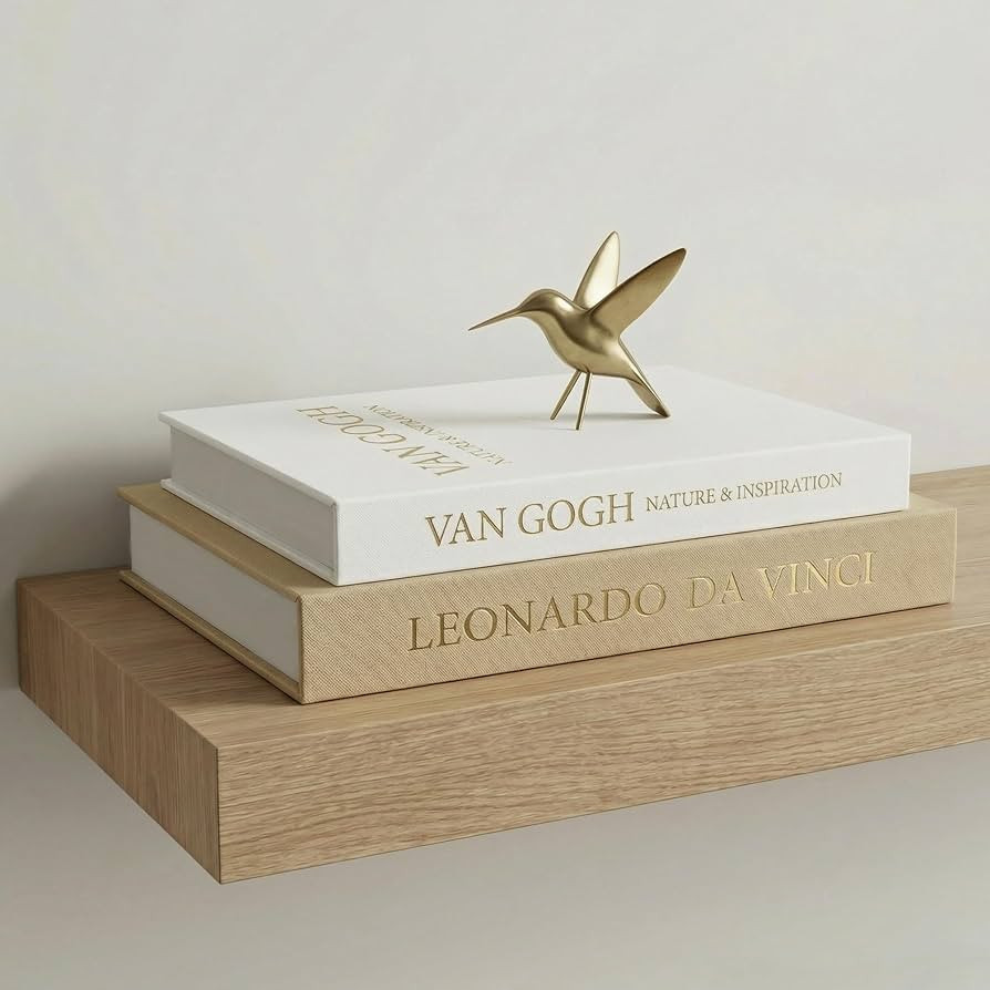 Aesthetic Decorative Books - Set of 2 Linen Boxes with Gold Lettering, Enhance Your Coffee Table,... | Amazon (US)