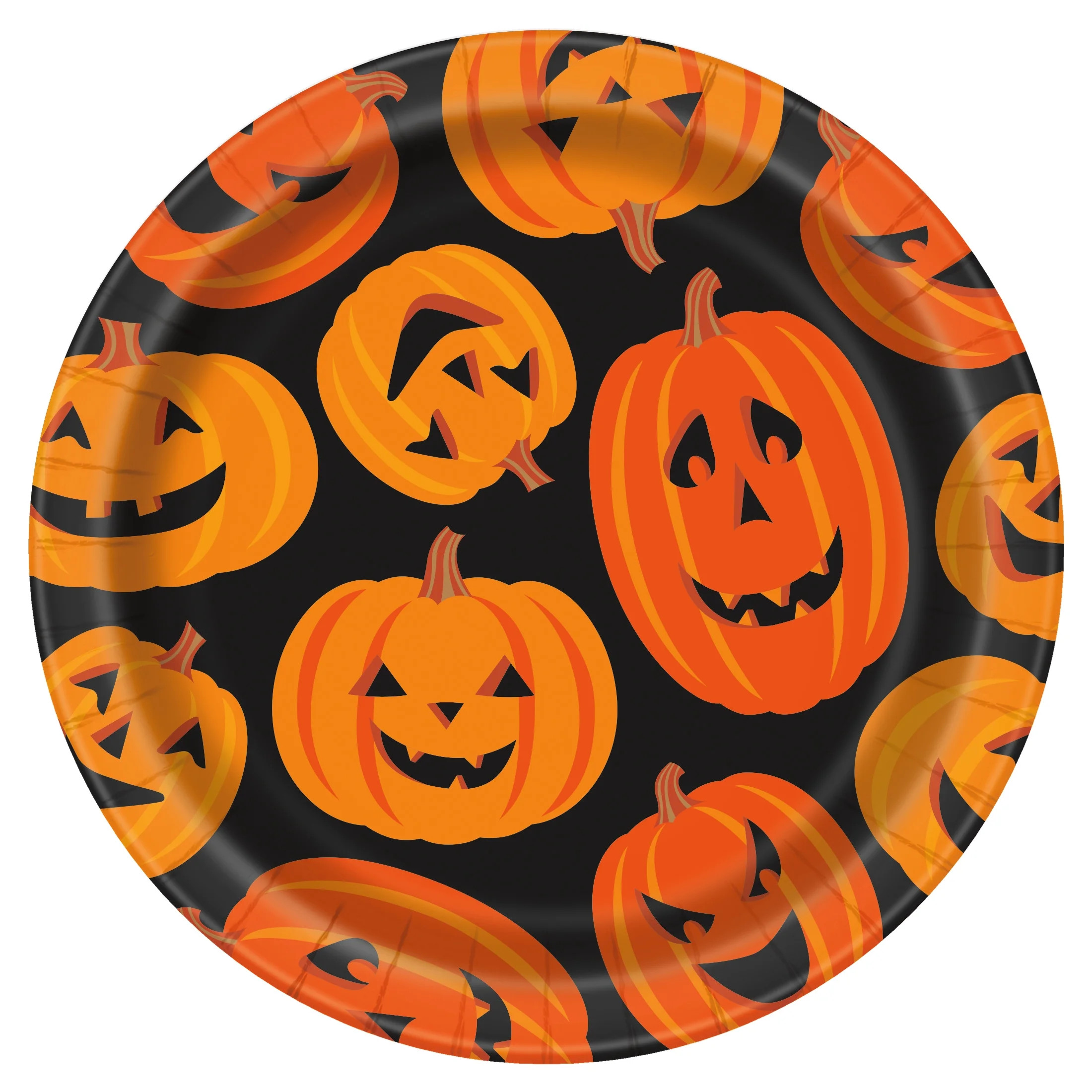 Jack-o'-Lantern Disposable Paper Plates, Black & Orange, 9", 8 Count, Halloween by Way To Celebra... | Walmart (US)