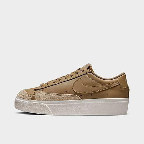 Nike Women's Blazer Low Platform Casual Shoes in Beige/Dk Driftwood Size 12.0 Leather | Finish Line (US)