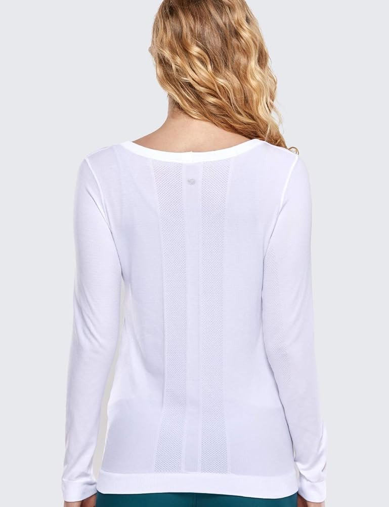 CRZ YOGA Women's Seamless Athletic Long Sleeves Sports Running Shirt Breathable Gym Workout Top | Amazon (US)