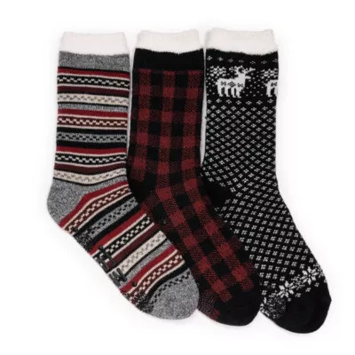MUK LUKS Womens 3 Pk. Tall Cozy Lined Lounge Socks | Belk
