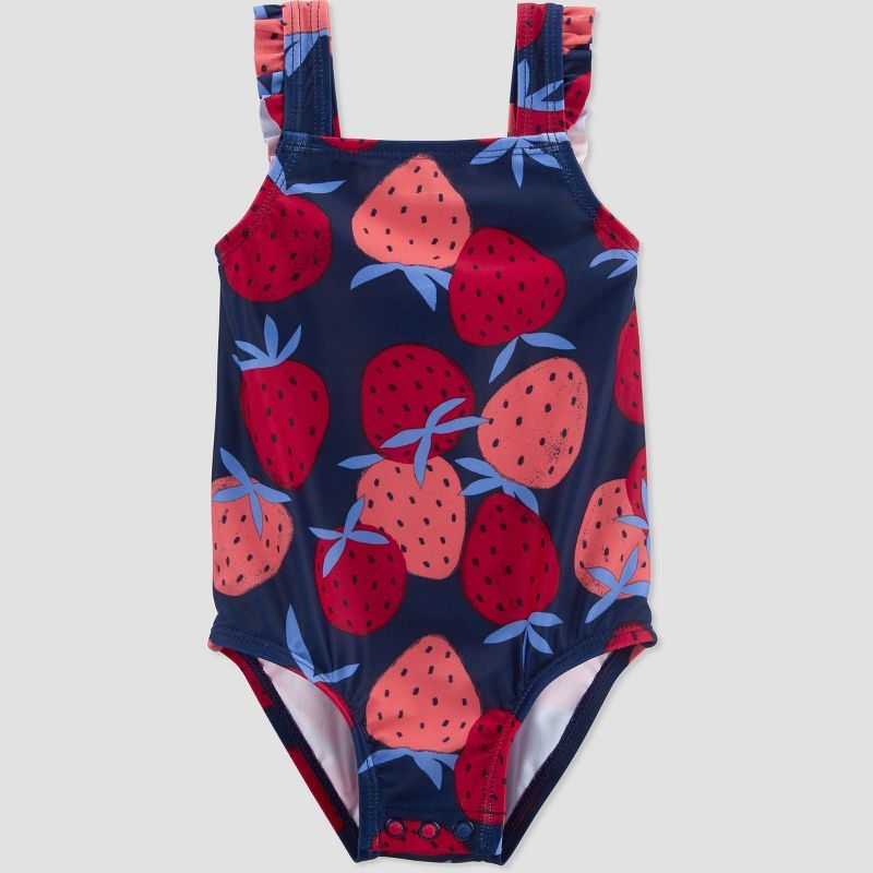 Carter's Just One You® Baby Girls' Strawberries One Piece Swimsuit - Blue | Target