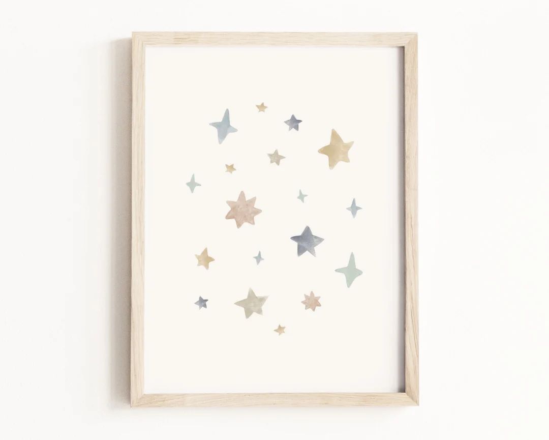 Stars Art Print • Starry Night Watercolor Painting • Star Nursery Wall Art • Celestial Nurs... | Etsy (US)
