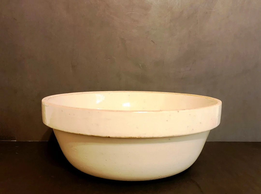 12" Cream / White Antique American Crock Bowl | Etsy (US)