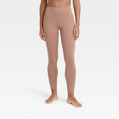 Women&#39;s Brushed Sculpt High-Rise Leggings - All in Motion&#8482; Taupe M | Target