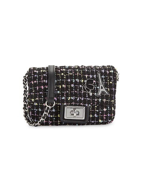 Karl Lagerfeld Paris Agyness Tweed Crossbody Bag on SALE | Saks OFF 5TH | Saks Fifth Avenue OFF 5TH