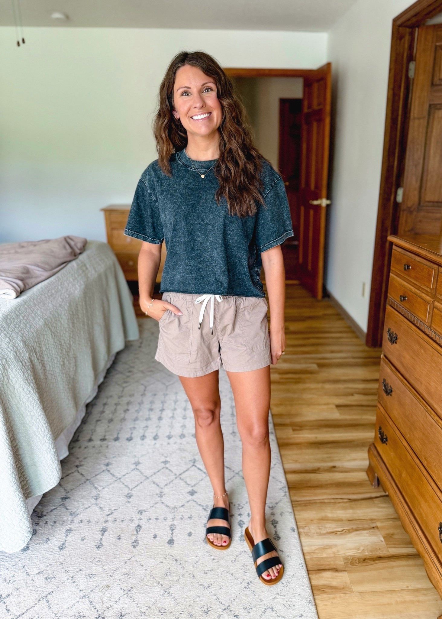 small in my tee (black color—100% cotton!)and xs in my shorts. My Reef sandals are size 6.

#LTKPetite #LTKgrwm #LTKootd