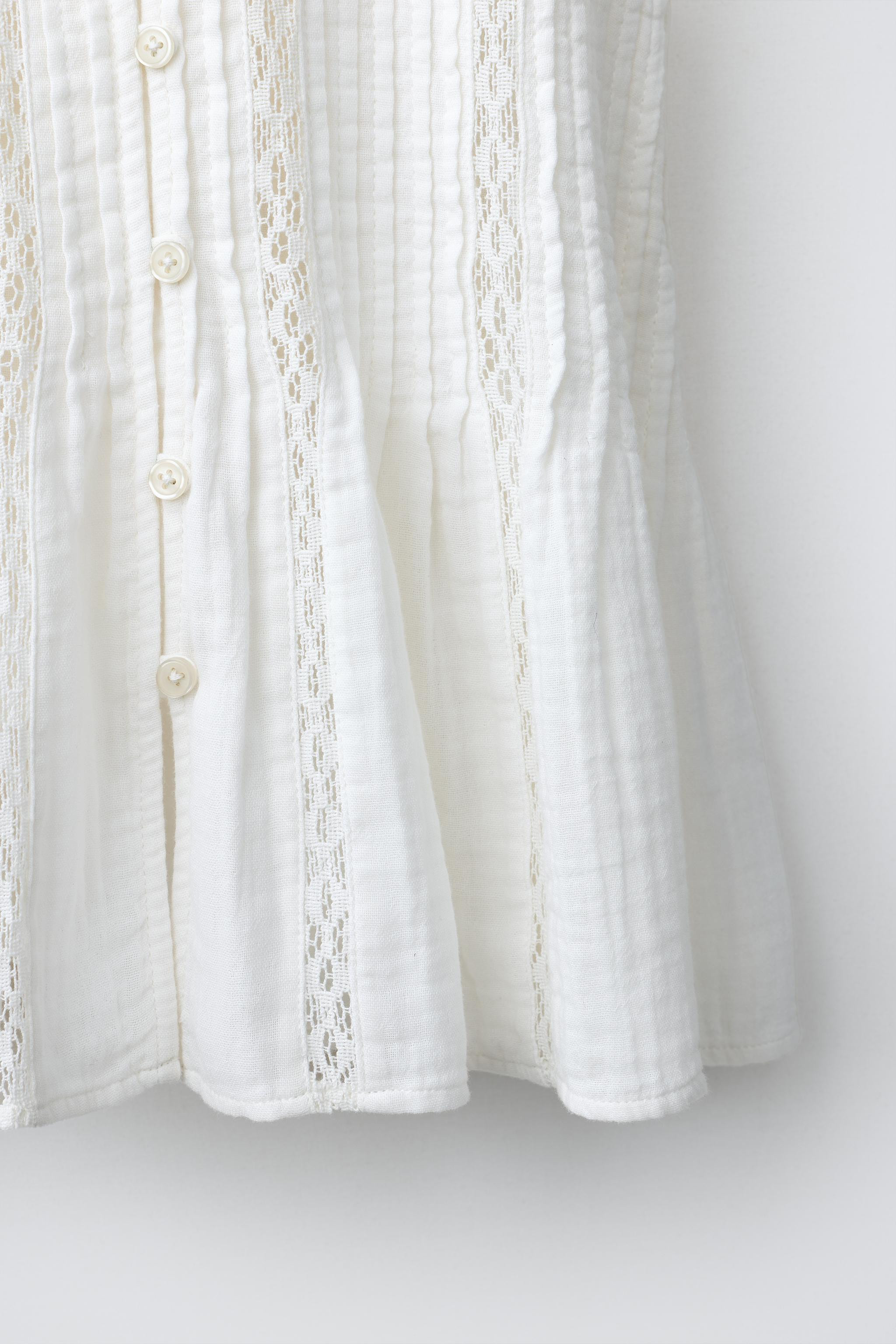 LACE INSERT PIN TUCK BLOUSE | Zara US