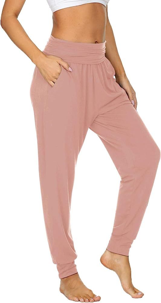 UEU Women's Cozy Yoga Joggers Pants Loose Workout Sweatpants Comfy Lounge Pants with Pockets | Amazon (US)