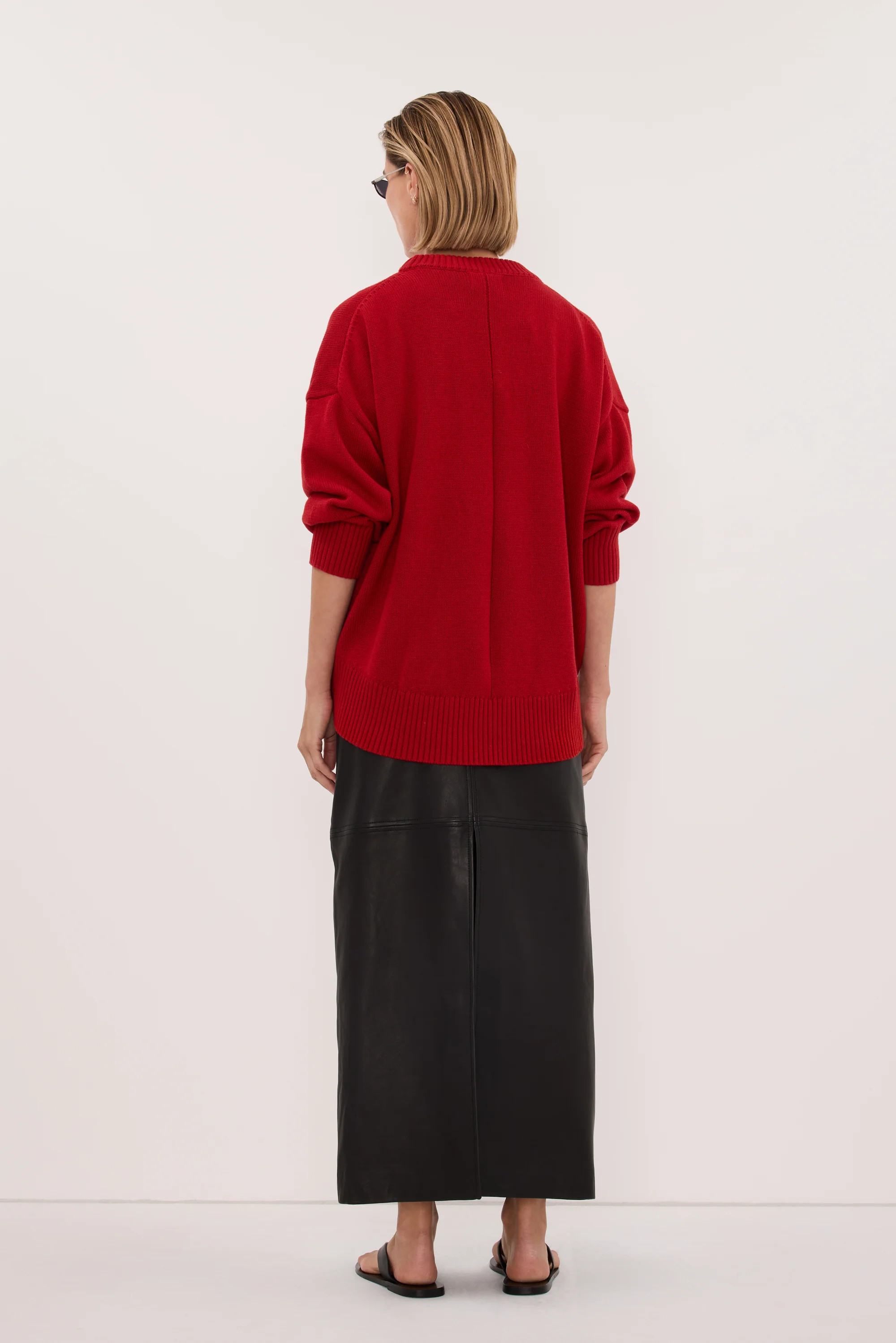 MILA BURNT RED CREW NECK JUMPER | DISSH