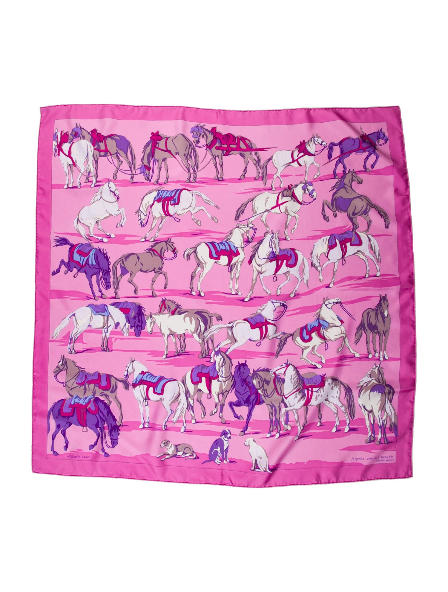 Les Chevaux d’apres van der Meulen Silk Scarf | The RealReal
