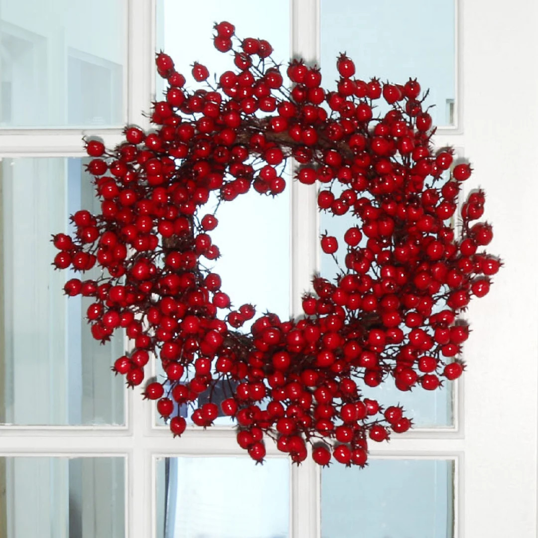 Faux Red Berry Wreath Christmas Holiday Decor Door Wreath - Etsy | Etsy (US)