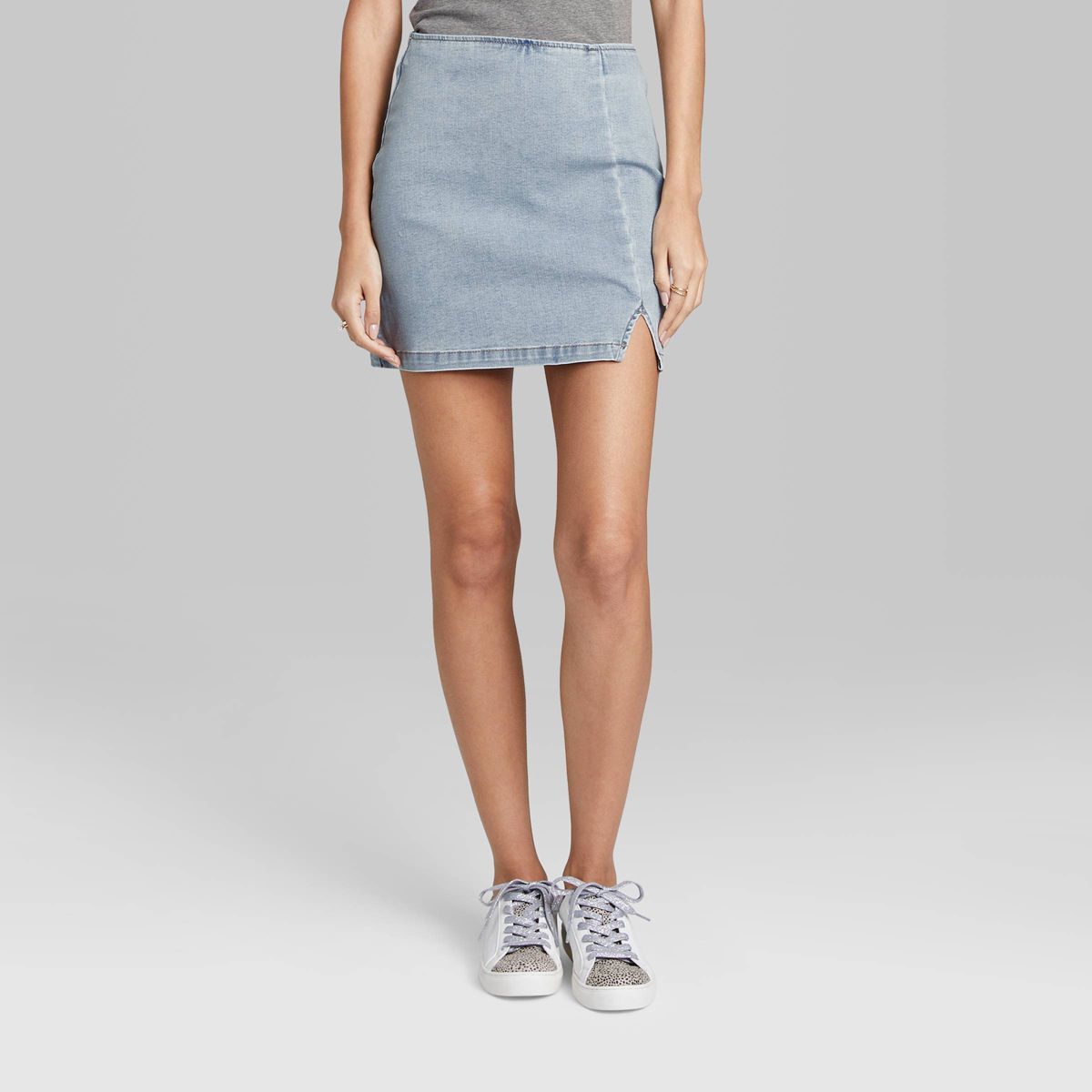 Women's Notch Front Seamed Denim Mini Skirt - Wild Fable™ | Target