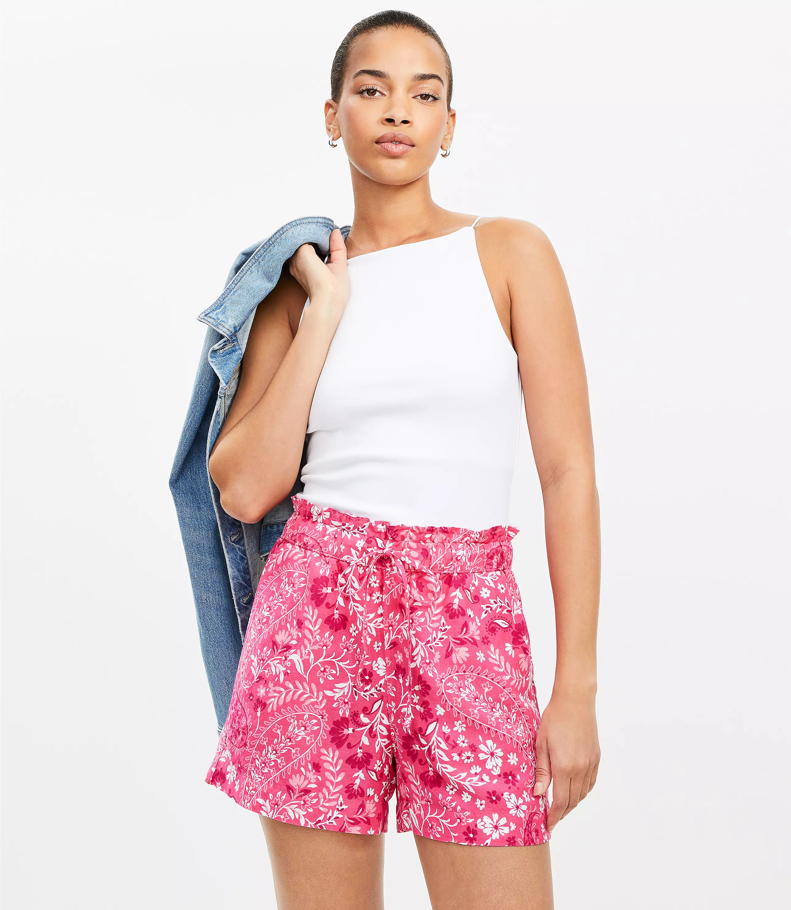 Paisley Breezy Shorts in Linen Blend | LOFT