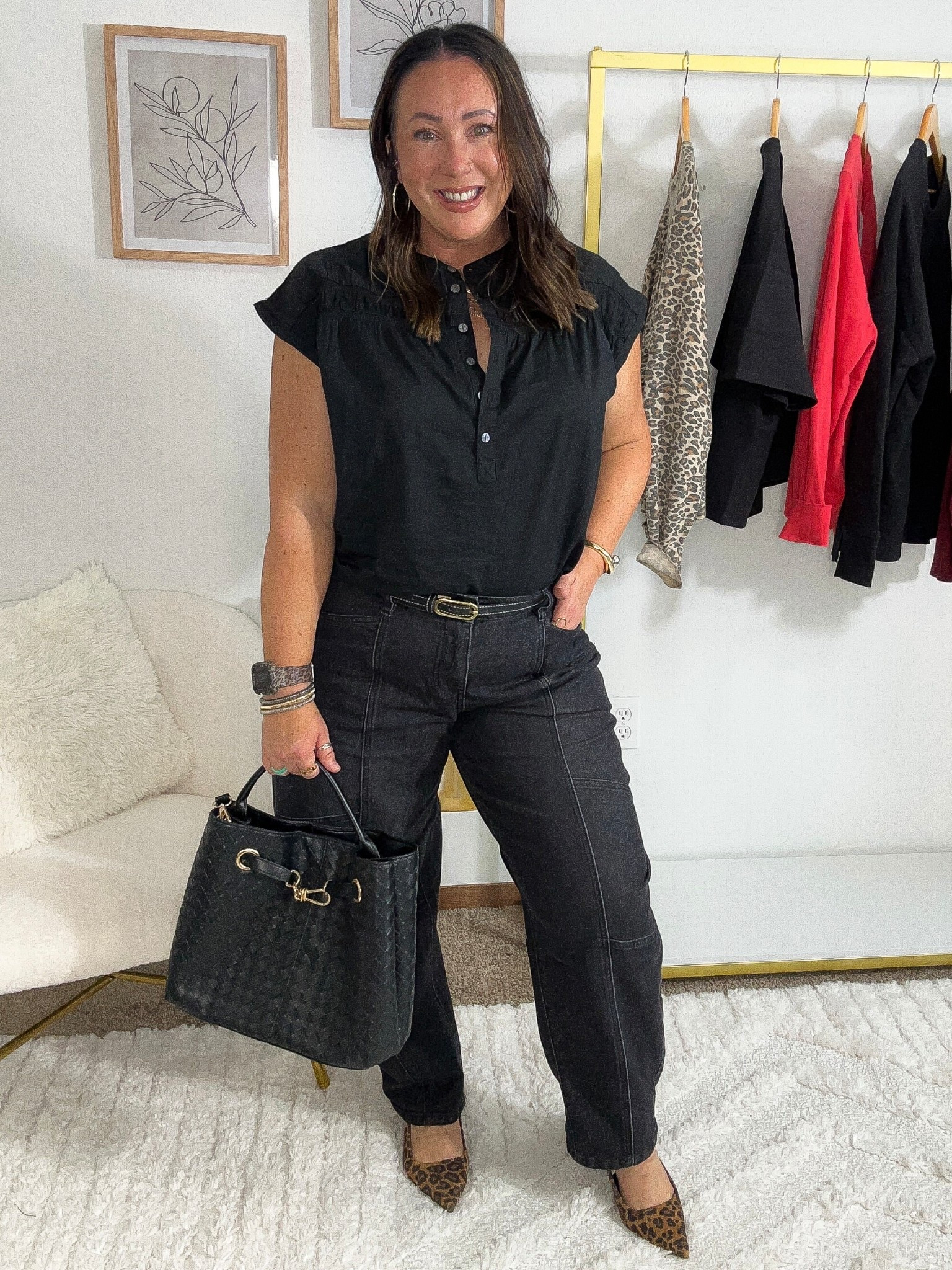 Budget friendly casual workwear look! Large pintuck blouse. Large barrel leg jeans. Heels run true to size. Super comfy! 

#LTKPlusSize #LTKFindsUnder50 #LTKWorkwear