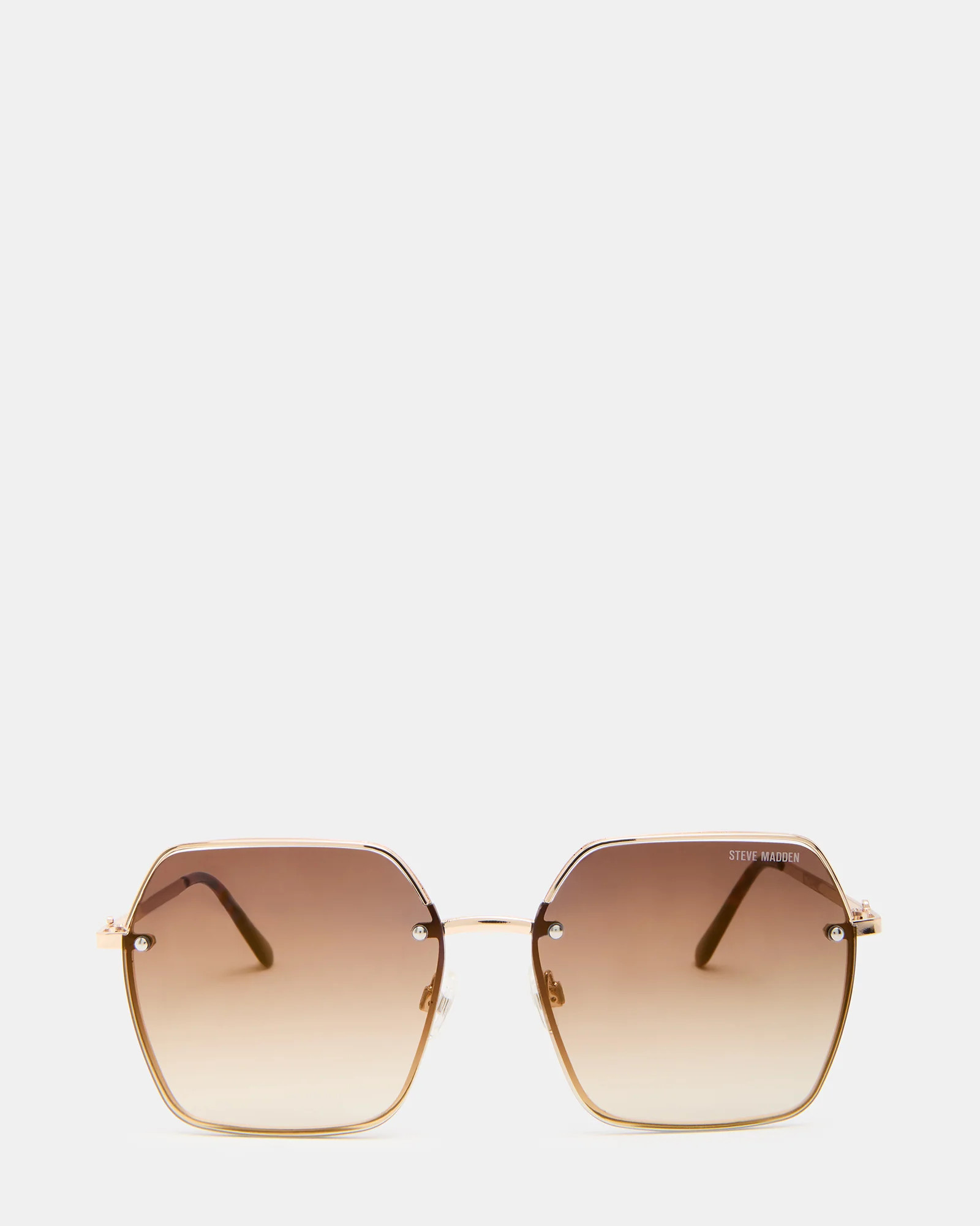 DAVIAN Gold Square Shiny Gradient Tortoise Sunglasses | Steve Madden (US)