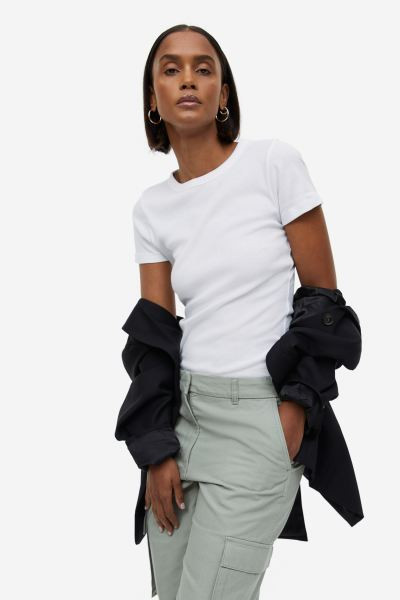 Ribbed Modal-blend T-shirt | H&M (US + CA)