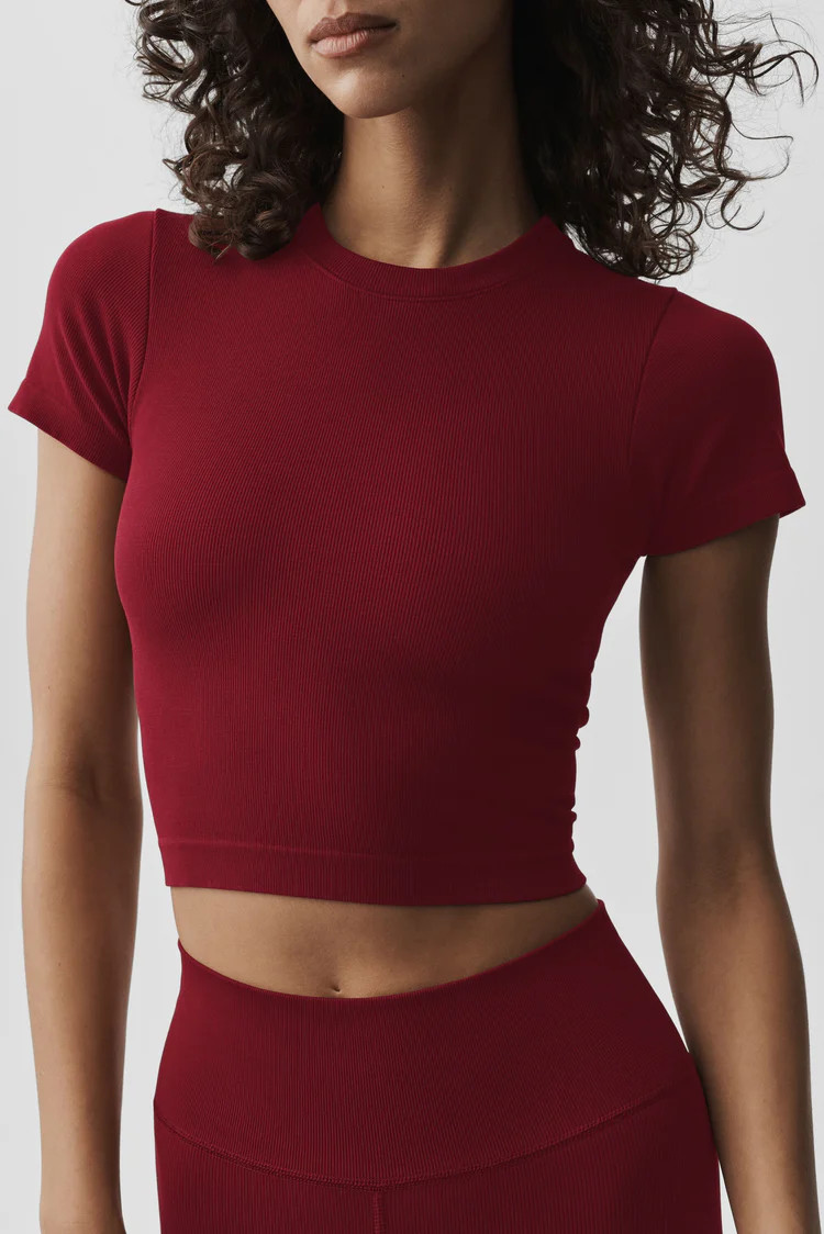 Seamless Modal Ribbed Cropped Short Sleeve | Alo Yoga