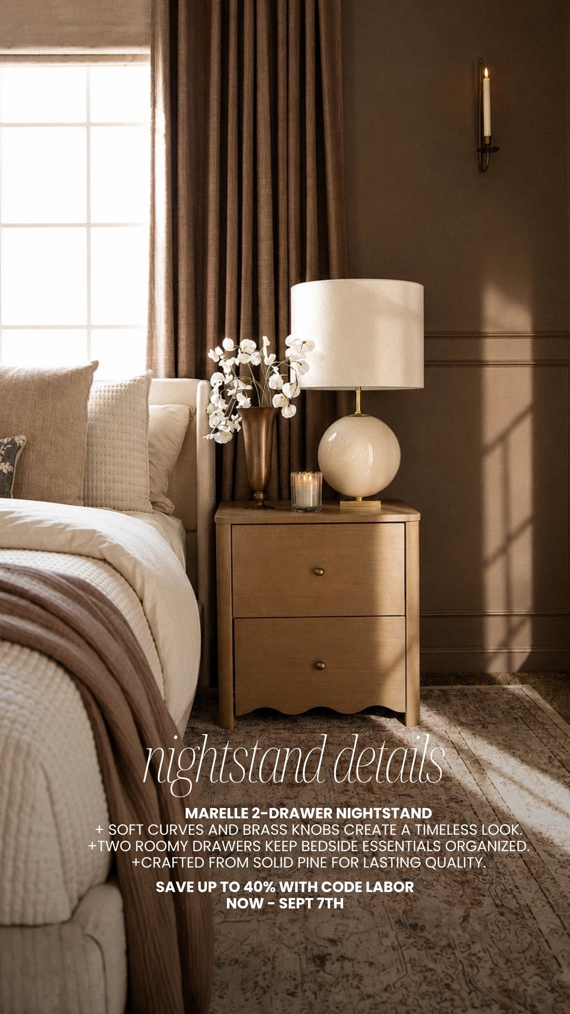 The @plankandbeamfurniture nightstand that brought the whole bedroom together 🤎 I love the warm wood finish, simple silhouette, and extra storage—it’s the perfect balance of beautiful + functional and gives the room that elevated, designer feel.
LABOR DAY SALE ✨ Up to 40% off with code LABOR, now through September 7!
Shop the nightstand on my LTK 🤎
#Nightstand #BedroomDecor #HomeDecor #BedroomInspo #NeutralHome
 #ad

#LTKHome