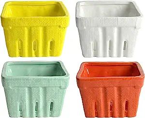 Creative Co-op Stoneware Berry Baskets, Multicolor, Set of 4 | Amazon (US)