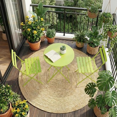 3-Piece Metal Patio Bistro Set, Folding 2-Chair & Table Kit, Ready-to-Use Outdoor Furniture for Small Spaces | Target