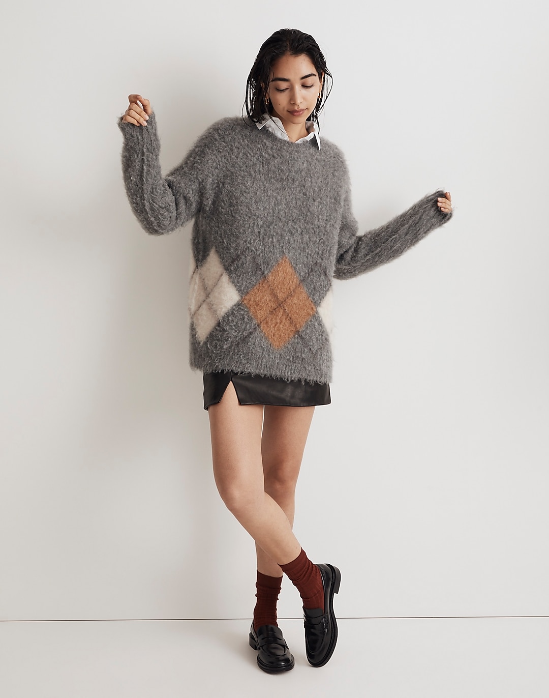 Brushed Argyle Crewneck Sweater | Madewell