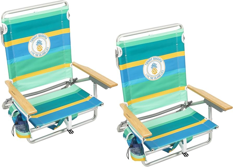 Tommy Bahama 5-Position Classic Lay Flat Backpack Cooler and Cup Holder Beach Chair, Portable Fol... | Amazon (US)