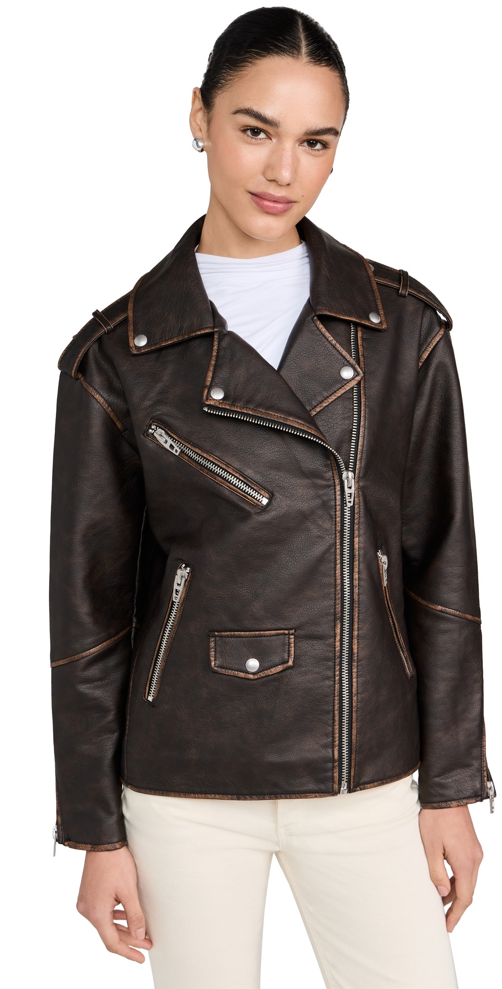 BLANKNYC Still Mine Biker Jacket Brown L | Shopbop