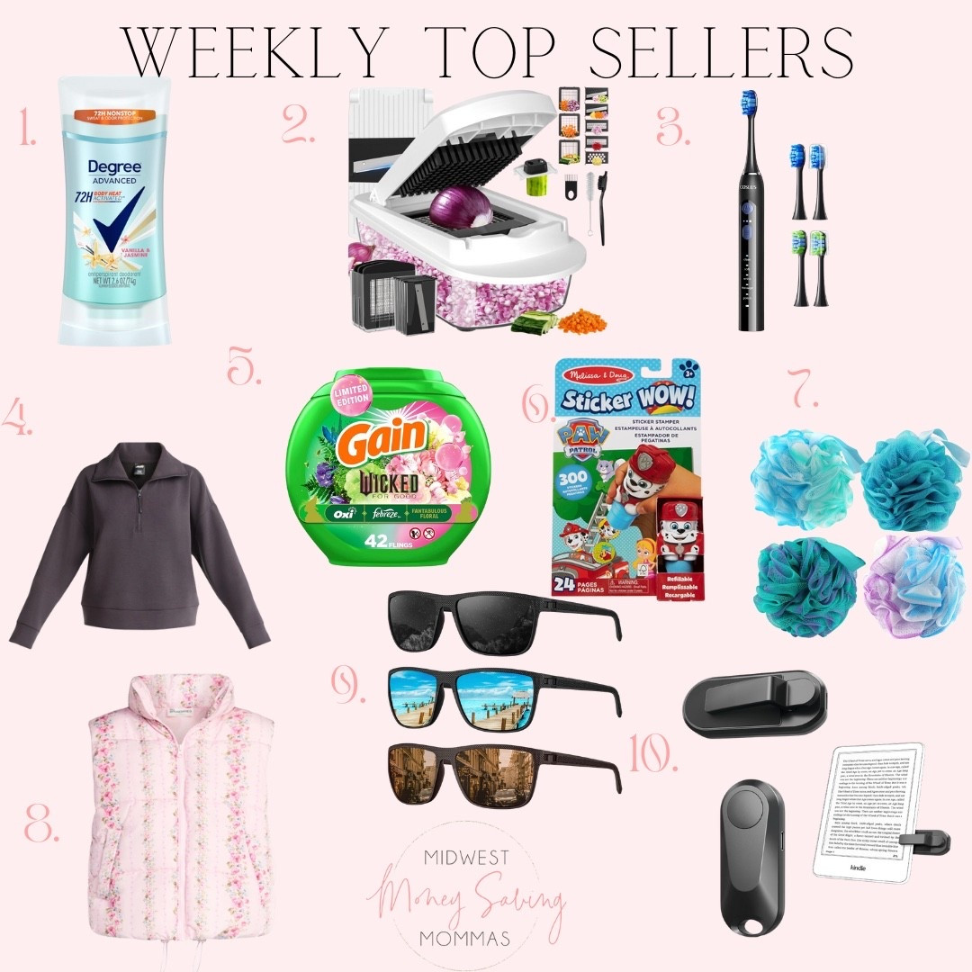 Weekly top sellers

Best sellers  deodorant vegetable slicer  toothbrush  pullover sweatshirt  puffer vest  laundry pods  toys  sunglasses 

#LTKootd #LTKSeasonal #LTKmomlife
