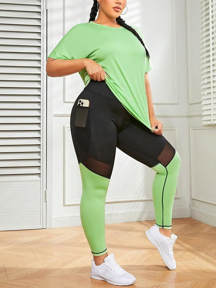 Verdusa Women's Plus 2 Piece Workout Sets Casual Oversized Backless T-Shirt Tops With Pocket Legg... | Amazon (US)