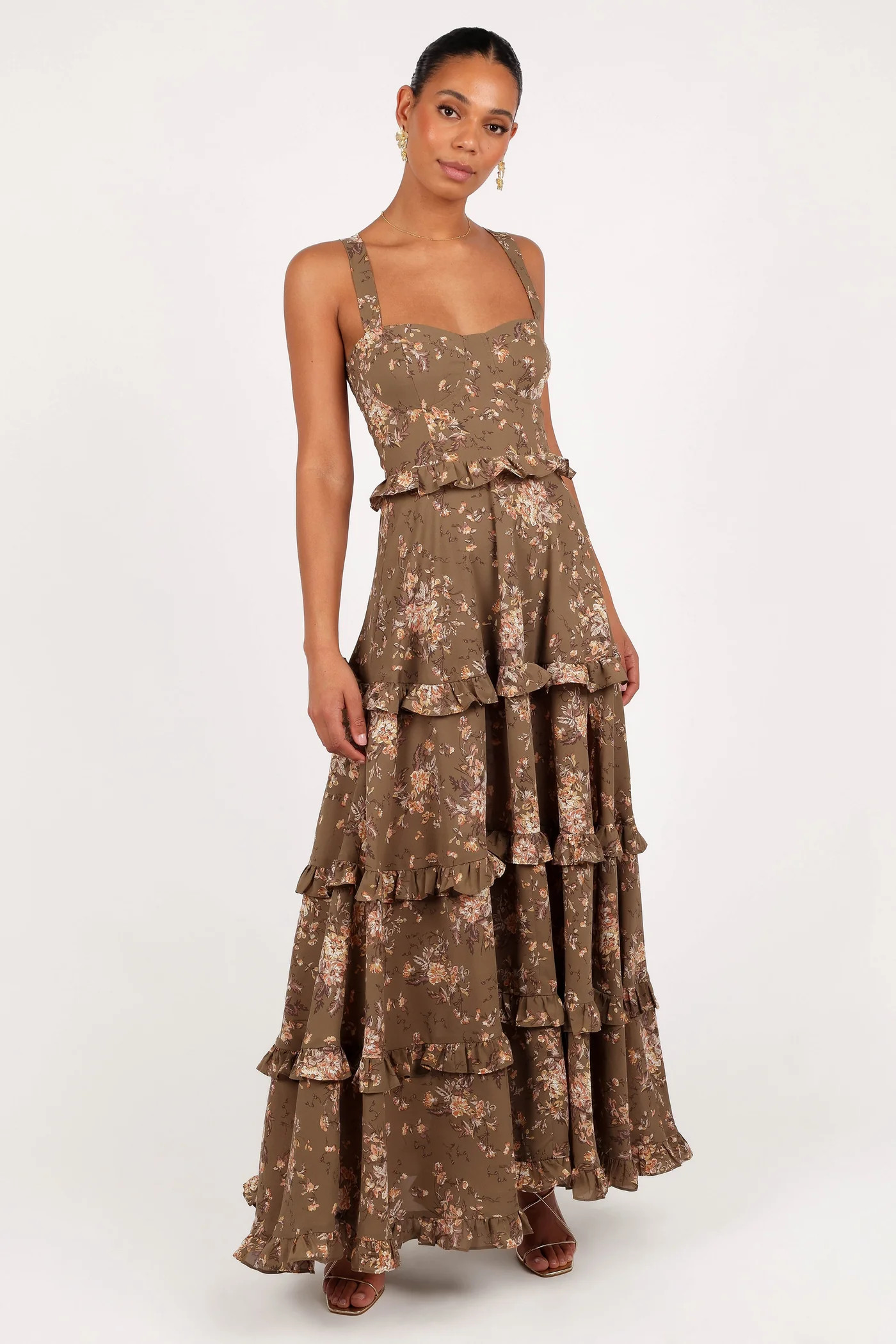 Lillee Tiered Maxi Dress - Olive Print | Petal & Pup (US)