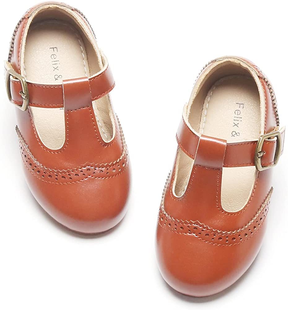 Amazon.com | Felix & Flora Toddler Little Girl Gold Mary Jane Dress Shoes - Ballet Flats for Girl Pa | Amazon (US)