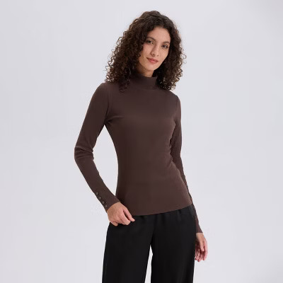 Women's Long Sleeve Mock Neck Rib-Knit Top - A New Day™ | Target