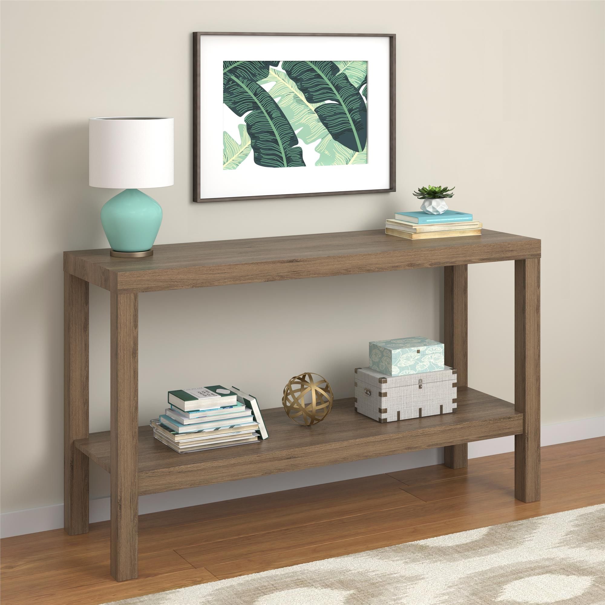 Mainstays Parsons Console Table, Rustic Oak - Walmart.com | Walmart (US)