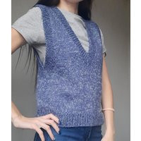 Blue Wool Knit Vest Women's V-Neck Sweater Vest | Etsy (US)