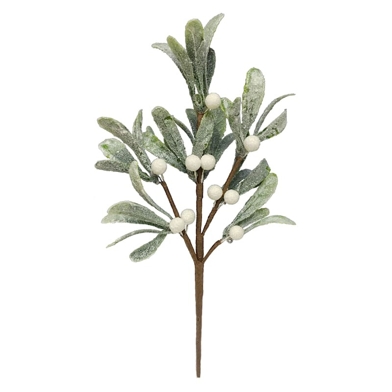 Frosted Greenery & White Berry Pick, 12" | At Home