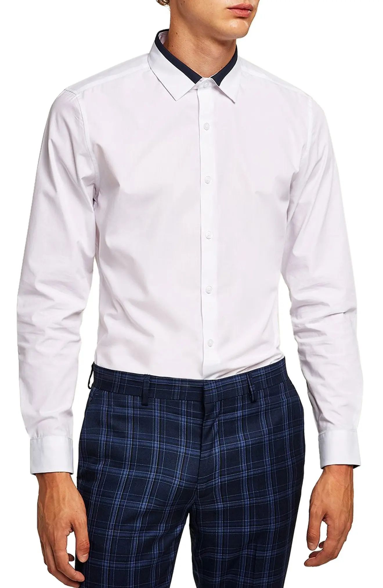 Topman Slim Fit Panel Collar Shirt | Nordstrom