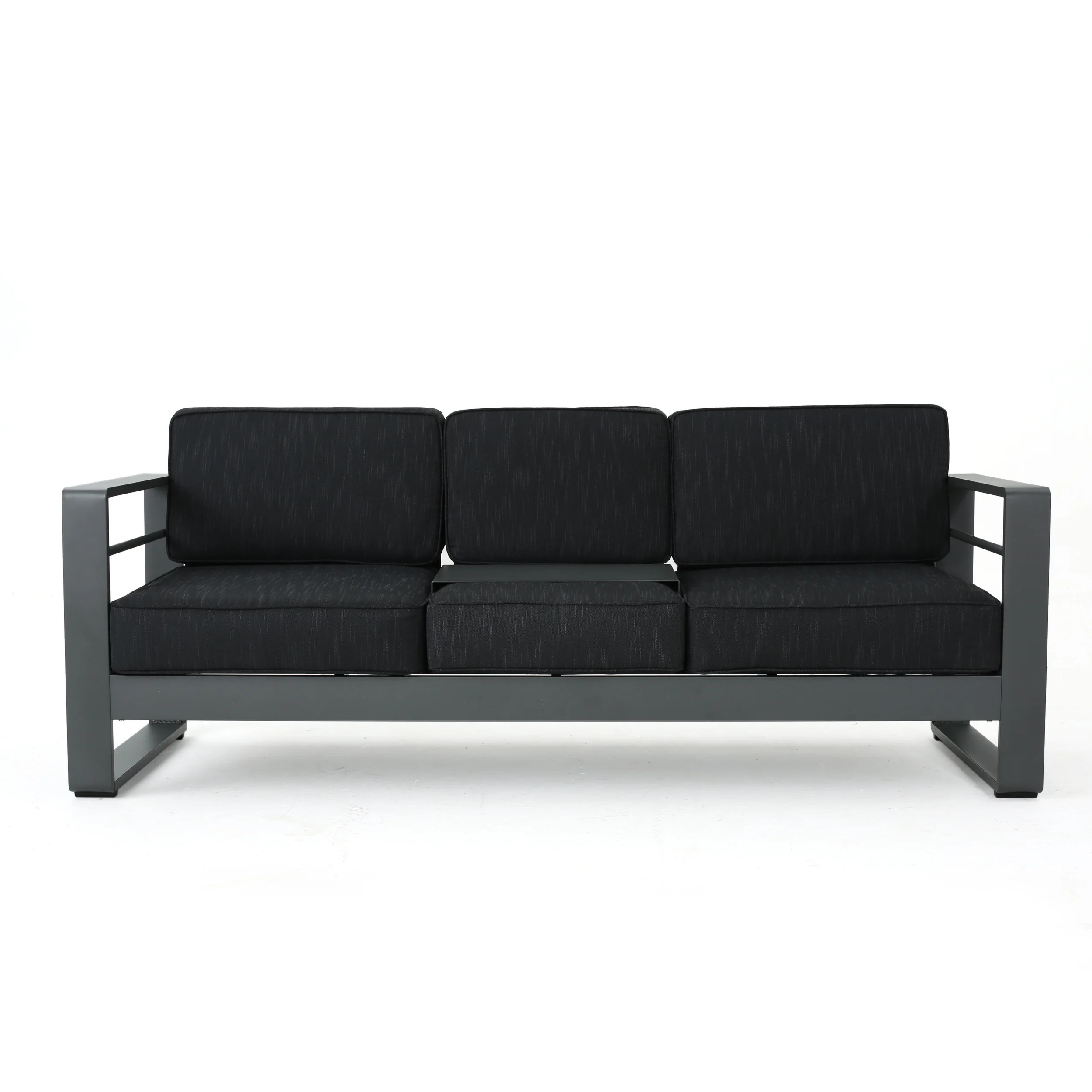 76.25" Charcoal Gray Outdoor Patio Sofa Couch with Cushions | Walmart (US)
