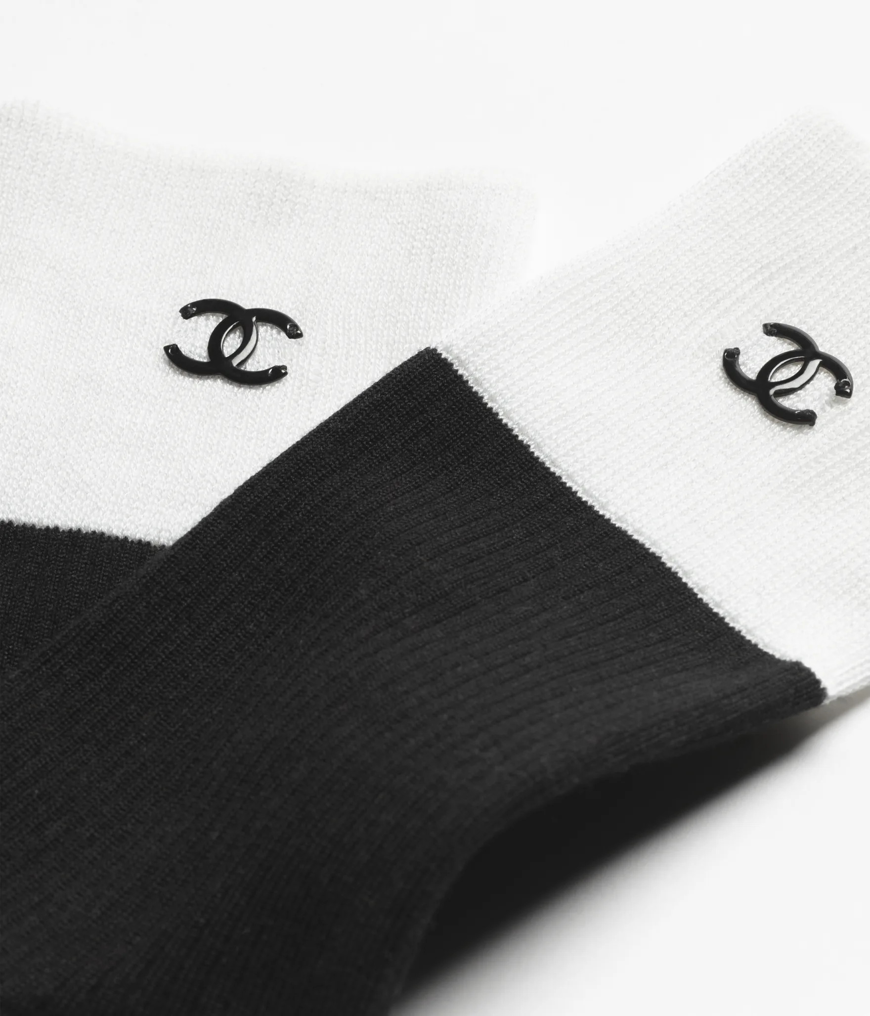 Socks - Silk & cotton, black & white — Fashion | CHANEL | Chanel, Inc. (US)