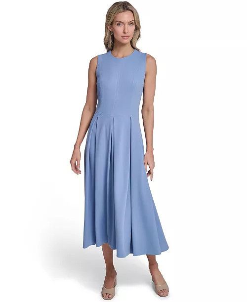 Calvin Klein Women's Sleeveless Pleated Midi A-Line Dress - Macy's | Macy's