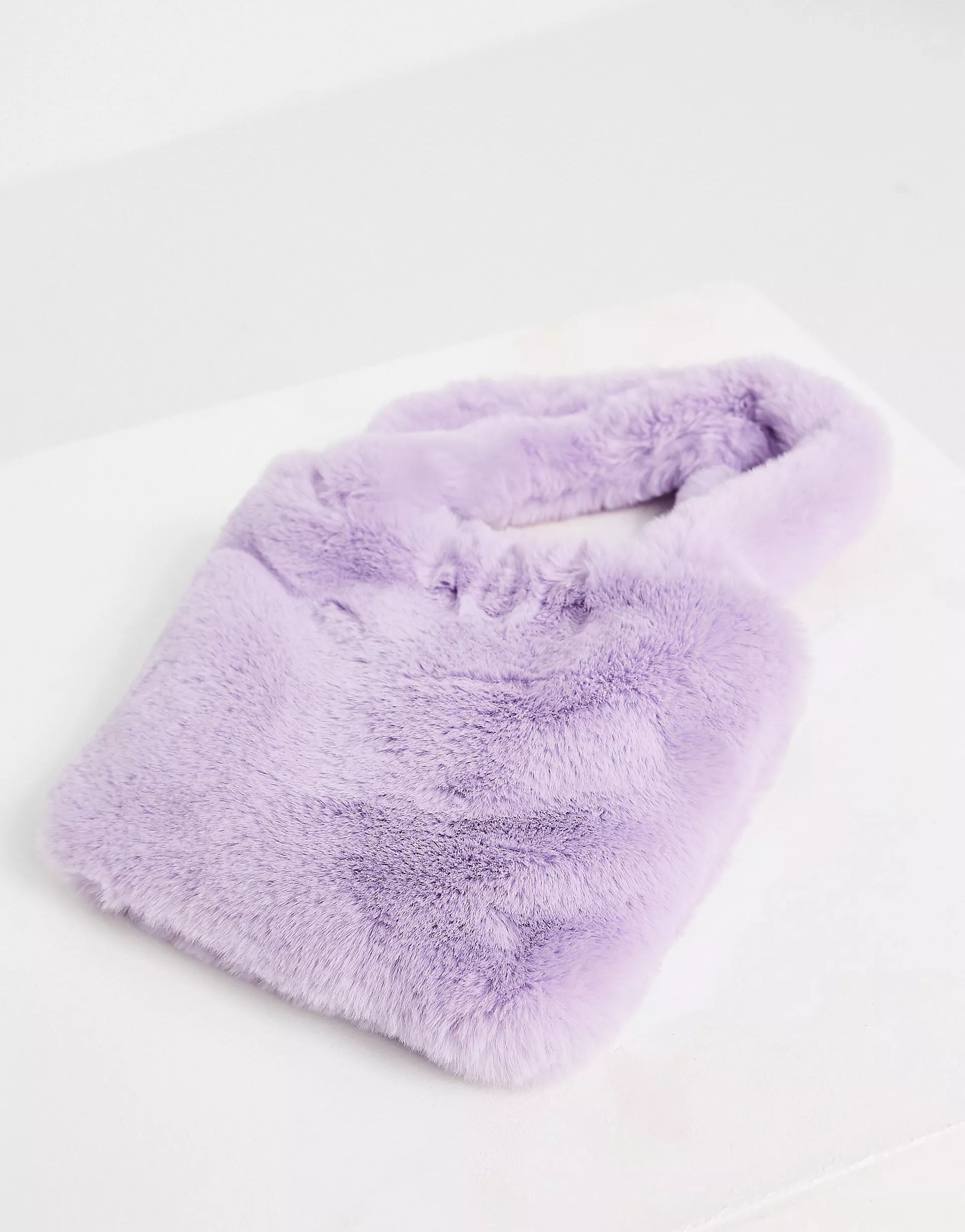 ASOS DESIGN mini tote bag in lilac faux fur  | ASOS | ASOS (Global)