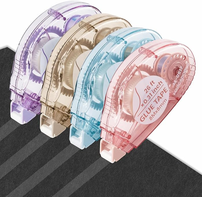 Glue Tape for Scrapbooking, Scrapbook Tape 4 Pcs, Double Sided Tape Roller for Crafts, 26 Ft x 0.... | Amazon (US)