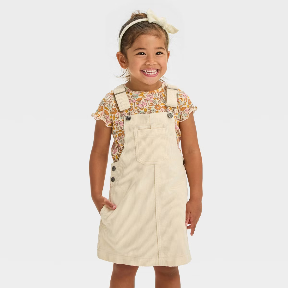 Toddler Girls'  Corduroy Skirtall Dress - Cat & Jack™ Cream | Target
