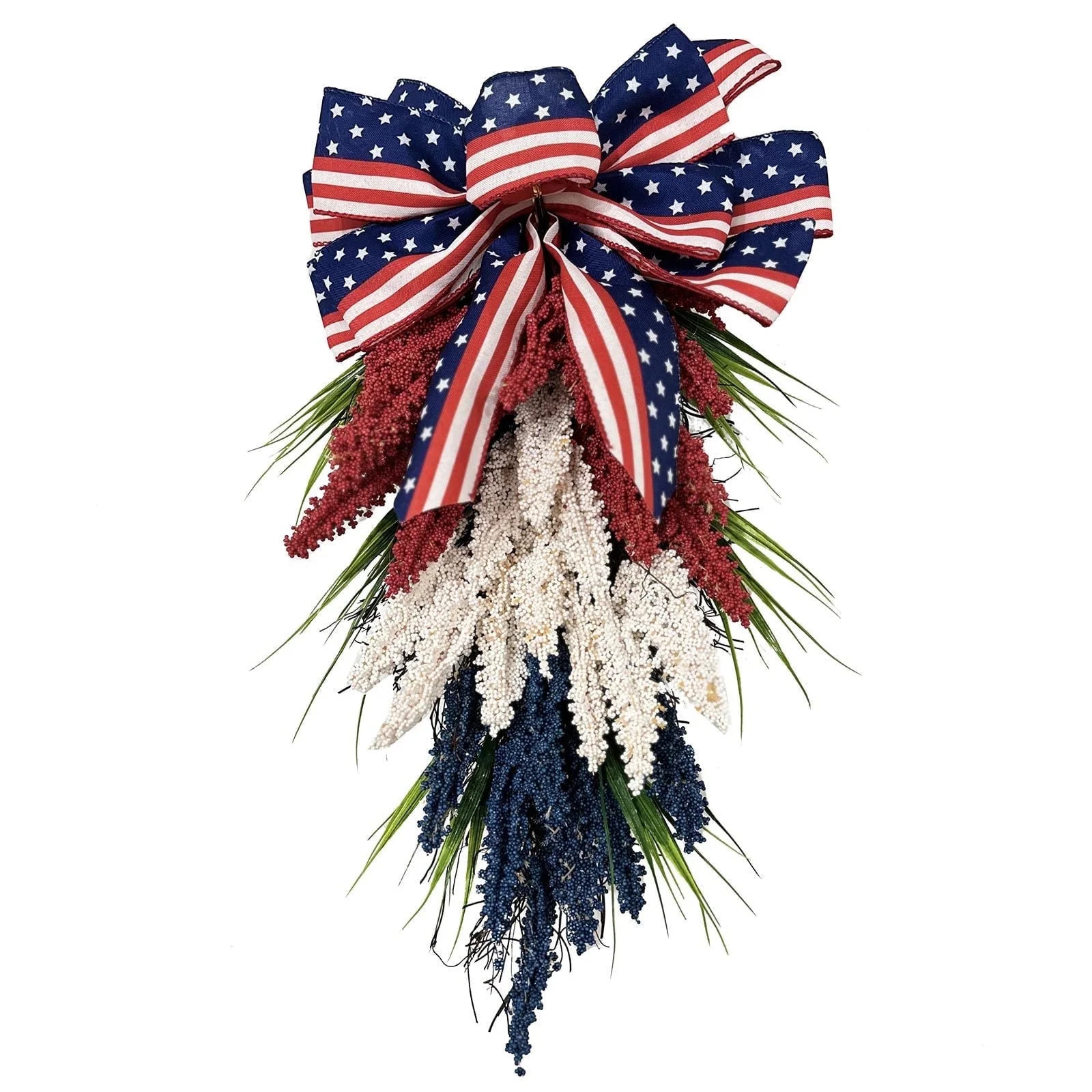 Patriotic Wreath Memorial Day Wreath for Hanging Door Wreath for Home Decoration Wheat Garland fo... | Walmart (US)