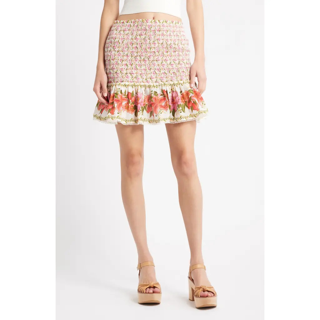 FARM Rio Floral Print Miniskirt in Off-White at Nordstrom Rack, Size X-Small | Nordstrom Rack