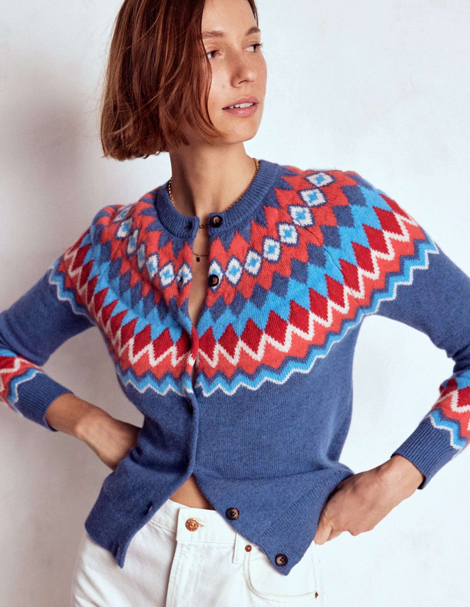 Edie Fair Isle Cardigan-Blue Fair Isle | Boden (US)