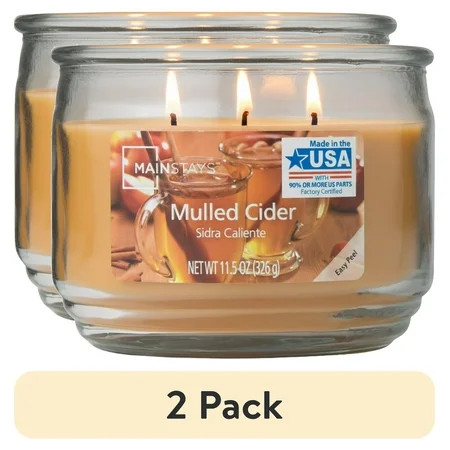 (2 pack) Mainstays 3-Wick Scented Glass Jar Candle, Mulled Cider, 11.5oz. | Walmart (US)