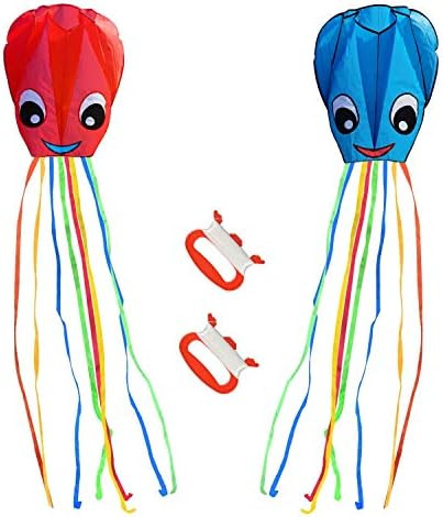 Listenman 2-Pack New Upgraded Smiley Large Octopus Kites, Easy to Fly Long Colorful Tail Kites for K | Amazon (US)