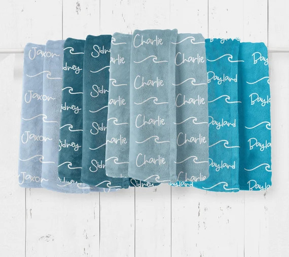 Ocean Surf Baby Blanket Nursery Receiving Fleece Blanket Beach Ocean Theme | Etsy (US)