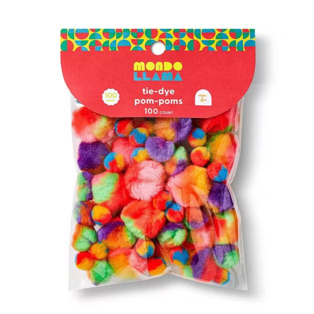100ct Tie Dye Pom-Poms - Mondo Llama™ | Target